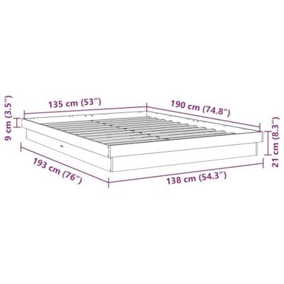 Bedframe zonder matras 135x190 cm massief hout eiken