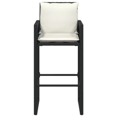 Tuinbarkrukken met kussens 2 st poly rattan zwart