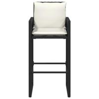 Tuinbarkrukken met kussens 2 st poly rattan zwart - thumbnail