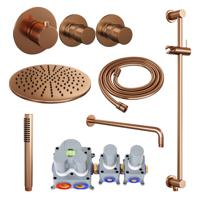 Inbouw Regendouche Set Brauer Copper Edition Gebogen Wanduitloop Ronde Hoofddouche 30 cm Met Twee Stopkranen en Glijstang Koper Brauer - thumbnail