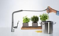 Hansgrohe Metris Select M71 M7117-h320 ééngreeps keukenmengkraan met uittrekbare vuistdouche, chroom - thumbnail