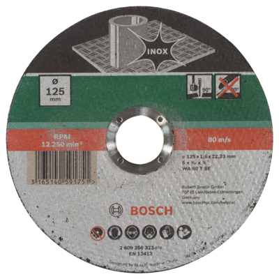 Bosch Accessoires Doorslijpschijf Inox | 125 X1,6 | Recht - 2609256323 Bosch Accessoires Doorslijpschijf Inox | 125 X1,6 | Recht - 2609256323