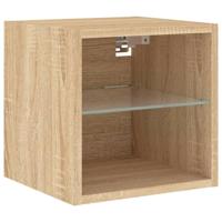 8-delige Tv-wandmeubelset met LED bewerkt hout sonoma eiken - thumbnail