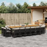 17-delige Tuinset met kussens poly rattan zwart - thumbnail