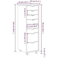 Ladekast MOSS verrijdbaar massief grenenhout zwart - thumbnail