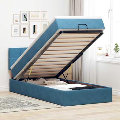 Ottoman bed met matras en LED's 90x200cm fluweel donkerblauw - thumbnail