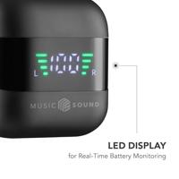 Music Sound, Spark TWS Hoofdtelefoon, Bluetooth, draadloos, led-display, 30 uur afspelen, automatische koppeling, touch-bediening op de oordopjes, zwart - thumbnail