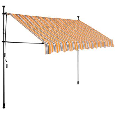 VidaXL Luifel handmatig uitschuifbaar met led 250 cm geel en blauw