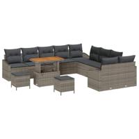 Tuinbankenset met kussen 13 pcs Grijs poly rattan - thumbnail