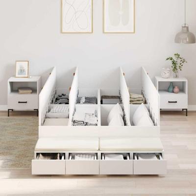 Opbergbedframe met lade Wit 236.5 x 120 x 31.5 cm Bewerkt hout