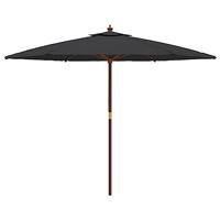 Parasol met houten paal 299x240 cm zwart - thumbnail