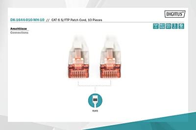 Digitus DK-1644-010-WH-10 RJ45 Netwerkkabel, patchkabel CAT 6 S/FTP 1.00 m Wit Folie afscherming, Afscherming totaal, Afgeschermd, Halogeenvrij, Simplex, Digitus DK-1644-010-WH-10 RJ45 Netwerkkabel, patchkabel CAT 6 S/FTP 1.00 m Wit Folie afscherming, Afscherming totaal, Afgeschermd, Halogeenvrij, Simplex,