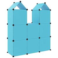 VidaXL Kinderopbergmeubel met 8 vakken polypropeen blauw - thumbnail