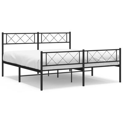 Bedframe met hoofd- en voeteneinde metaal zwart 120x190 cm
