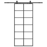 Schuifdeur met beslagset 90x205 cm ESG glas zwart - thumbnail