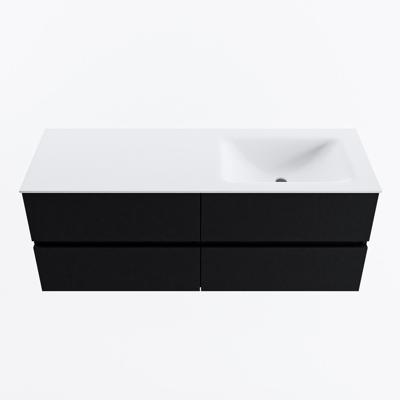 MONDIAZ VICA 130cm badmeubel onderkast Urban 4 lades. Wastafel CLOUD rechts zonder kraangat, kleur Talc.