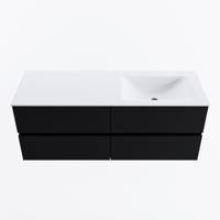 MONDIAZ VICA 130cm badmeubel onderkast Urban 4 lades. Wastafel CLOUD rechts zonder kraangat, kleur Talc. - thumbnail