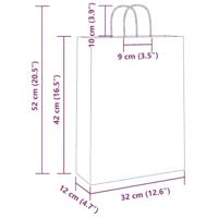 VidaXL Papieren zakken 250 st met hengsels 32x12x42 cm zwart - thumbnail