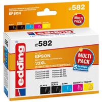 Edding Inktcartridge vervangt Epson 33XL, T3357, T3351, T3361, T3362, T3363, T3364 Compatibel Combipack Zwart, Foto zwart, Cyaan, Magenta, Geel EDD-582 18-582 - thumbnail