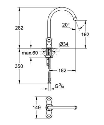 Grohe Costa-S keukenkraan met hoge uitloop chroom