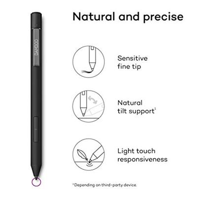 Bamboo Ink Plus Active Stylus (oplaadbaar, met 4.096 drukniveaus en kanteldetectie voor nauwkeurig tekenen, schrijven en becommentariëren op Windows 10-apparaten met pen) zwart