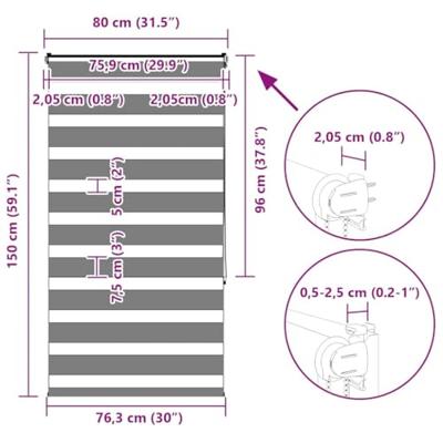 Zebra Blind 80x150 cm stofbreedte 75,9 cm polyester zandbruin