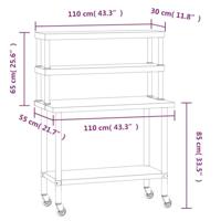 VidaXL Keukenwerktafel met bovenschap 110x55x150 cm roestvrij staal - thumbnail