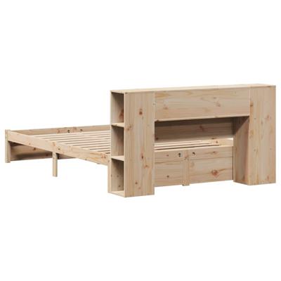 Bed met boekenkast zonder matras massief grenenhout 200x200 cm