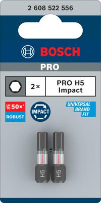 Bosch Accessoires PRO Hex slagschroefbit | H5 | 25 mm | 2-delig - 2608522556 Bosch Accessoires PRO Hex slagschroefbit | H5 | 25 mm | 2-delig - 2608522556
