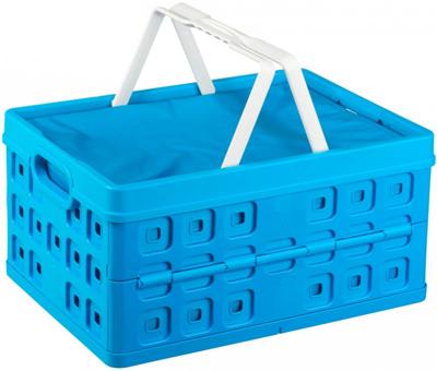Sunware Square vouwkrat 32 Liter met handgreep + koeltas blauw/wit Sunware Square vouwkrat 32 Liter met handgreep + koeltas blauw/wit