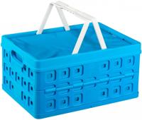 Sunware Square vouwkrat 32 Liter met handgreep + koeltas blauw/wit - thumbnail