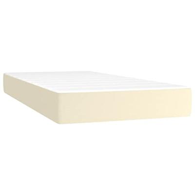 vidaXL Boxspring met matras kunstleer crèmekleurig 100x200 cm