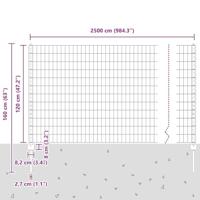VidaXL Hek met paal grijs 1,2 x 25 m staal en pvc - thumbnail