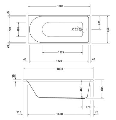Ligbad Duravit D-Neo Inbouw 180x80x48.5 cm Wit Duravit Ligbad Duravit D-Neo Inbouw 180x80x48.5 cm Wit Duravit
