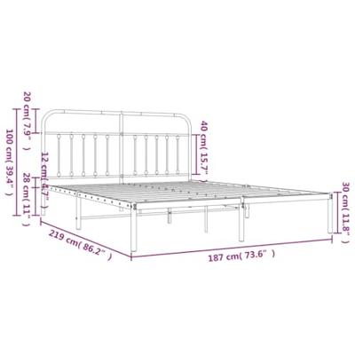 Bedframe met hoofdbord metaal zwart 183x213 cm Bedframe met hoofdbord metaal zwart 183x213 cm