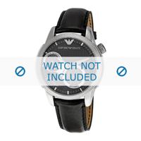 Armani horlogeband AR4643 Leder Zwart 22mm + zwart stiksel - thumbnail