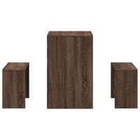 3-delige Eettafel en bankenset bewerkt hout bruin eikenkleur - thumbnail