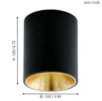 Eglo Led plafondspotPolasso Round 10cm zwart met goud - 94502 - thumbnail