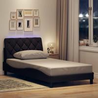 Bedframe met LED zonder matras 100x200 cm stof donkerbruin - thumbnail