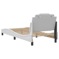 Bedframe met hoofdbord kunstleer wit 80x200 cm - thumbnail