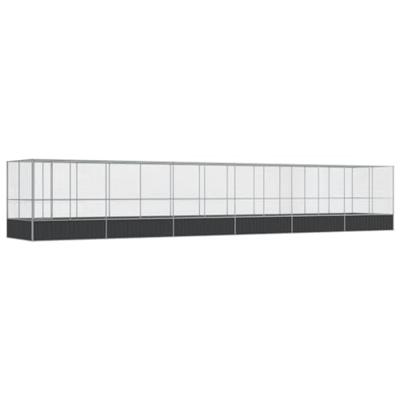 vidaXL Volière met verlengstuk 1246x207x212 m staal zilverkleurig, vogelvolière, papegaaienkooi, grote papegaaienkooi, parkietenkooi, grote vogelkooi