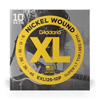 D&apos;Addario EXL125-10P 9-46 Super Light Top Regular Bottom Nickel Wound snaren voor elektrische gitaar (10 sets) - thumbnail