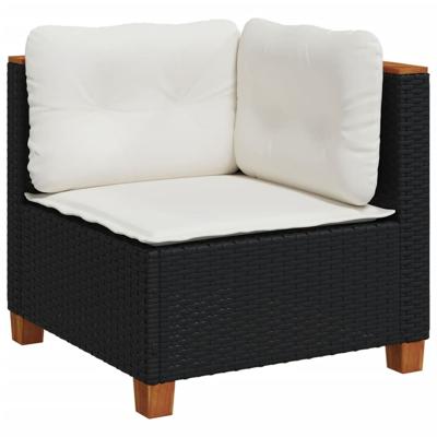 8-delige Loungeset met kussens poly rattan zwart - thumbnail