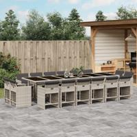 17-delige Tuinset met kussens poly rattan lichtgrijs - thumbnail