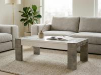 Rechthoekige salontafel RANDY 130 cm beton/wit - thumbnail
