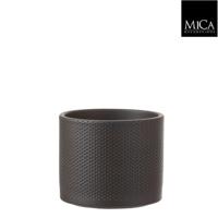 Mica Decorations era ronde pot donkergrijs relief maat in cm: 14,5 x 17,5 - thumbnail