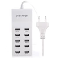 5V 2.4A/2.1A/1A 10-Port USB Laderadapter voor iPhone Galaxy Huawei Xiaomi LG HTC en andere Smartphones oplaadbare apparaten EU Plug(White) - thumbnail