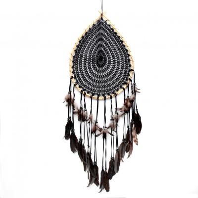 Zwarte dromenvanger / dreamcatcher rotan druppel vorm