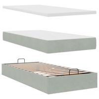 Ottoman bed met matras 80x200cm fluweel lichtgrijs - thumbnail