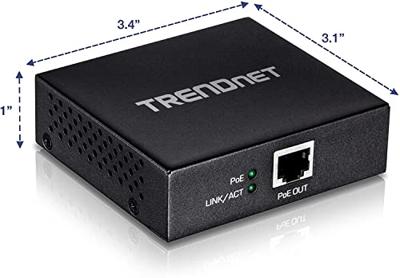 TRENDnet TPE-E100 Gigabit PoE+ Extender/versterker, eenvoudige poort PoE, power over ethernet, verlengt 100 m tot een totale afstand van maximaal 200 m (656 ft.)